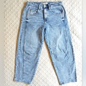 Madden Girl Womens Blue Denim Acid Wash Wide Leg Barrel Leg Jeans NWOT